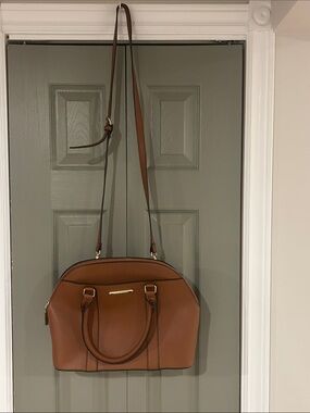 Steve Madden Brown Leather Dome Satchel Shoulder Bag - Classic Women's Handbag